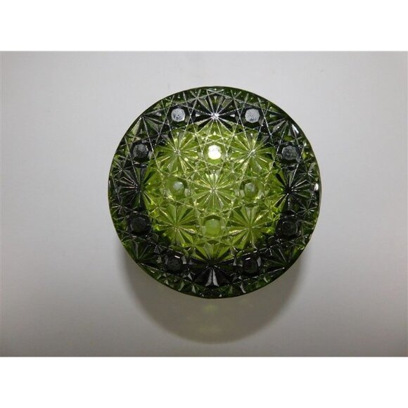 7/1232 Vintage Fenton Daisy and Button Green Glass Top Hat Candy Dish 3.25 x 4.5 - Picture 4 of 4